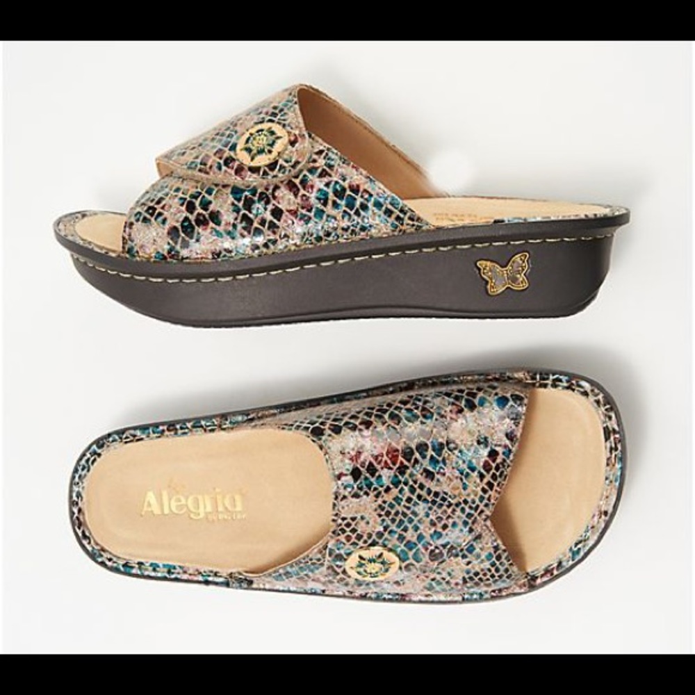 NEW Alegria Leather Printed Slide Sandals - Kylee